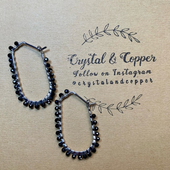 Black Spinel Earrings (Rhodium Plated) - Picture 4 of 4